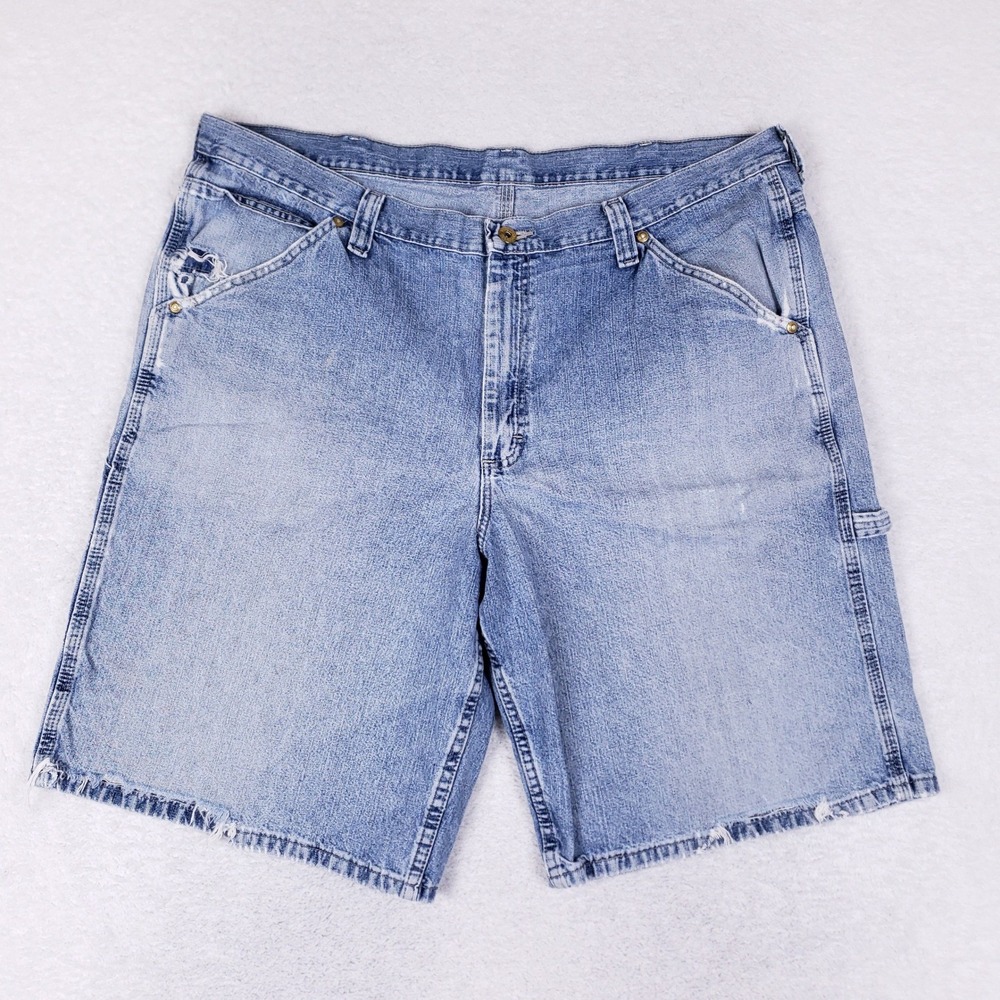 Lee Dungarees Carpenter Shorts Mens 42 Light Wash Denim Baggy Gorpcore Utility
